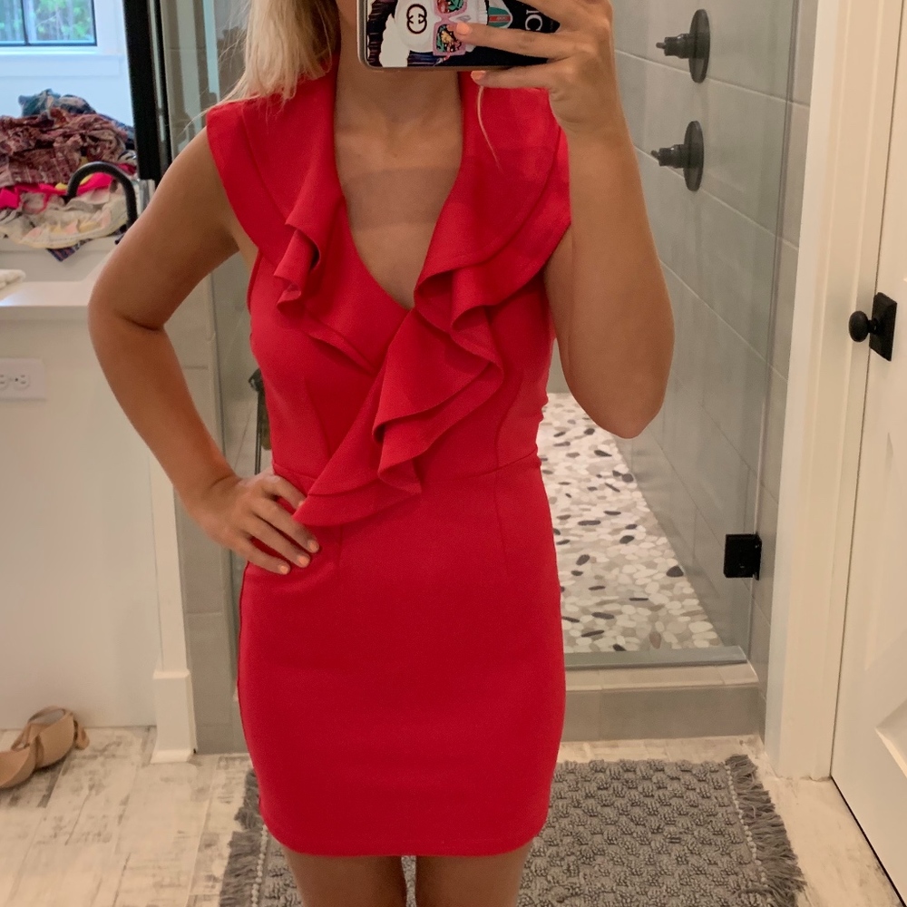 Pink Ruffle Cocktail Dress